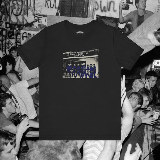 Ramones Black Flag Police Story 80's punk rock T Shirt