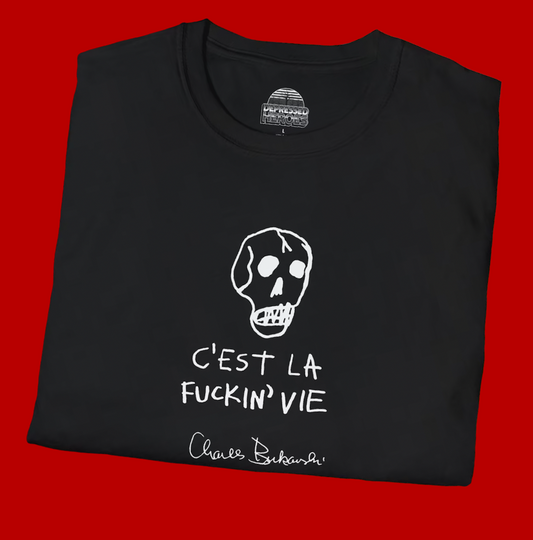 Charles Bukowski C'Est La F'n Vie" Hand Written Note and Sketch Unisex Softstyle T-Shirt