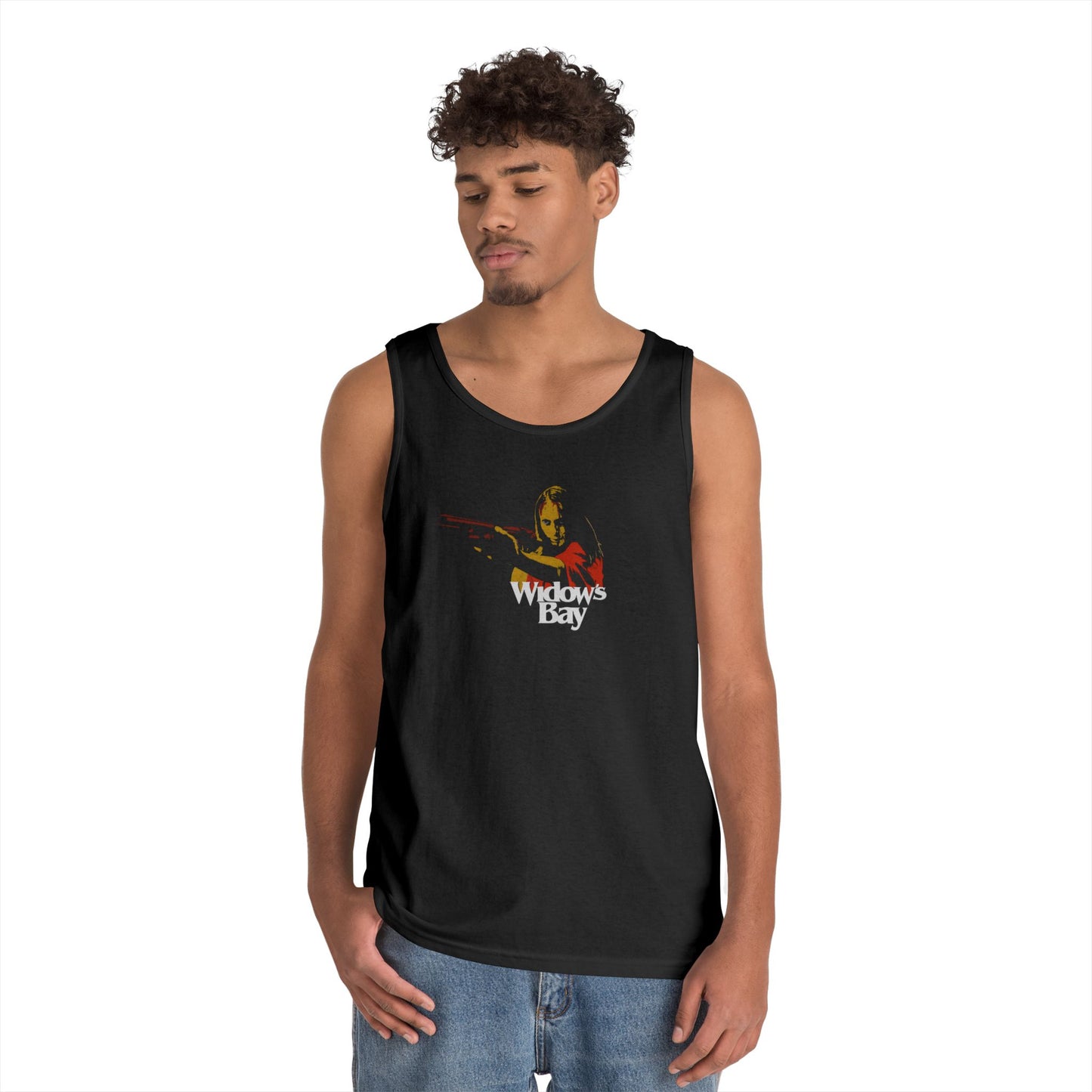 Widow's Bay Graphic Tank Top — Retro Horror Movie Vibe