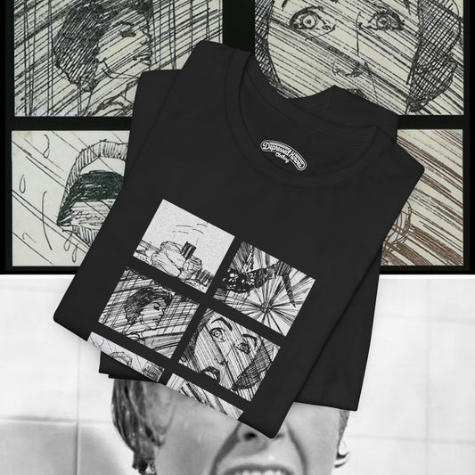 Psycho storyboard shower sequence Alfred Hitchcock horror T Shirt