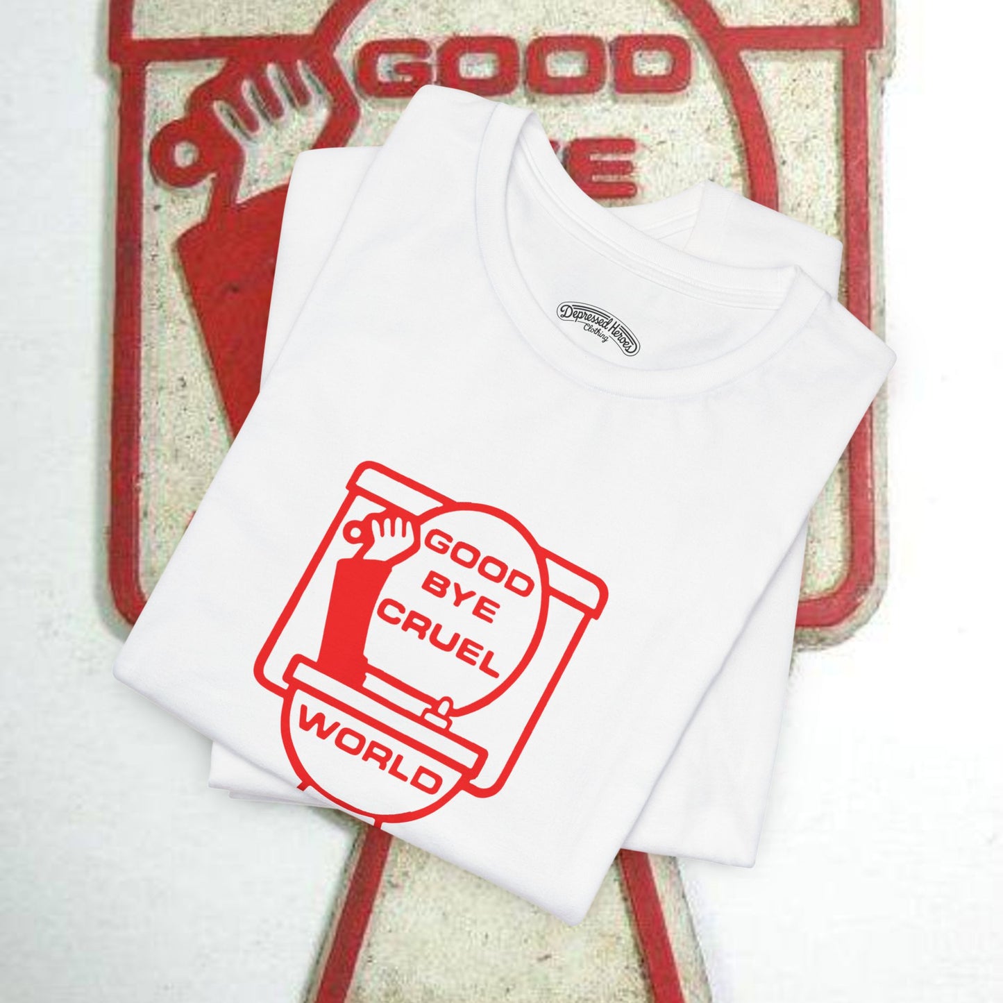 Good Bye Cruel World Toilet Graphic T-Shirt
