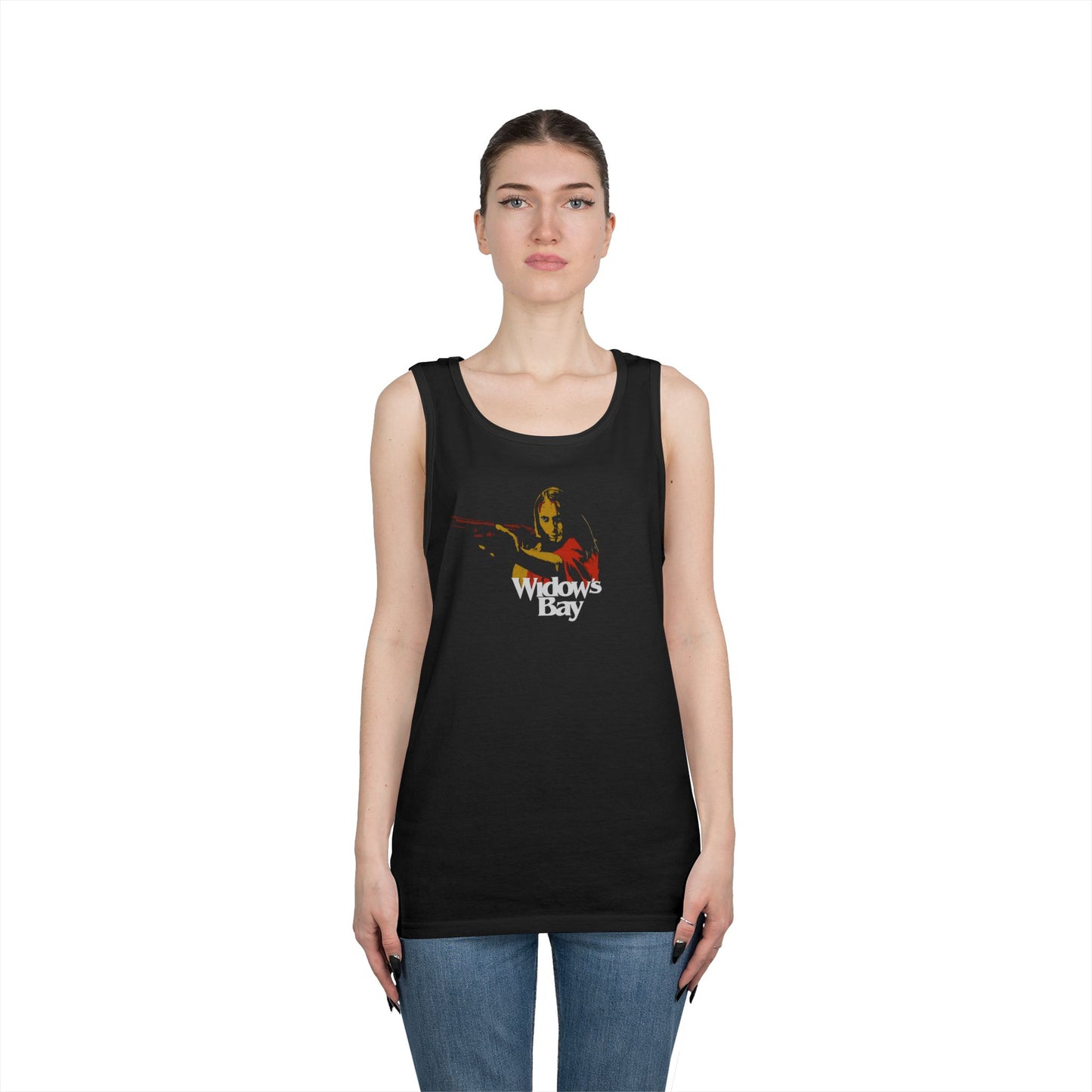 Widow's Bay Graphic Tank Top — Retro Horror Movie Vibe