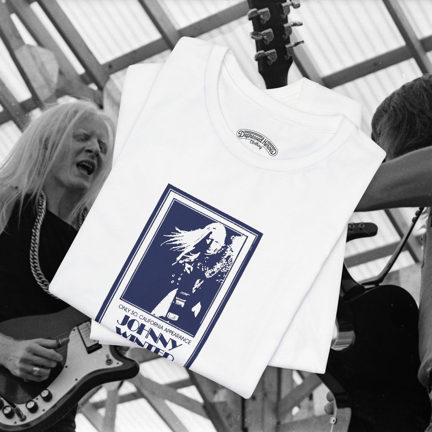 Johnny Winter with Foghat vintage style T-Shirt