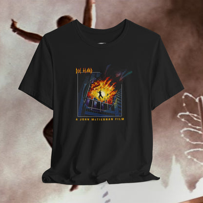 Die Hard meets Def Lep's Pyromania mash up film and music T‑Shirt