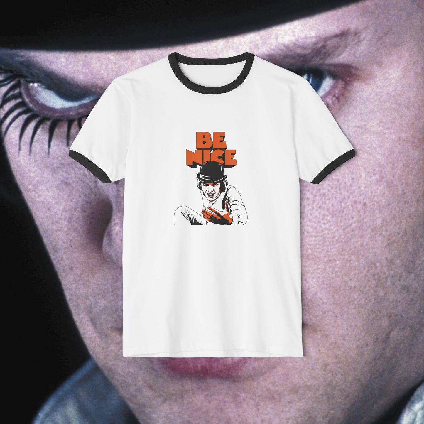 Alex says... Be Nice Ringer — Retro A Clockwork Orange Inspired T-Shirt