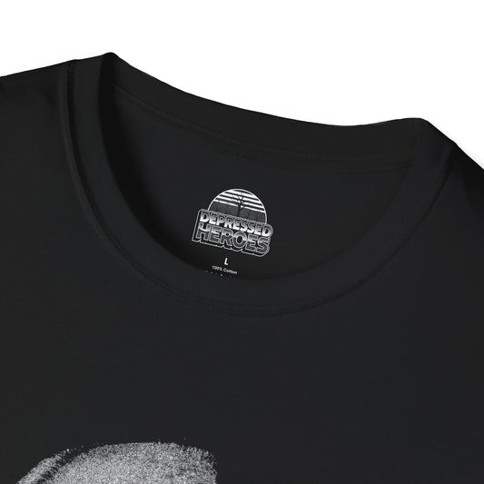 Alfred Hitchcock Half-Face high contrast black and white graphic T-Shirt