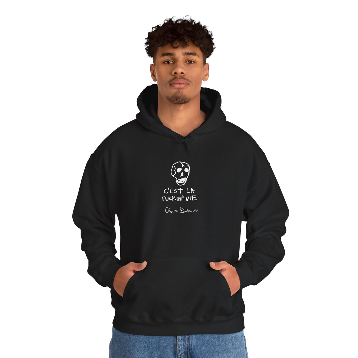 Charles Bukowski C’est La F*cking Vie original skull drawing Hoodie