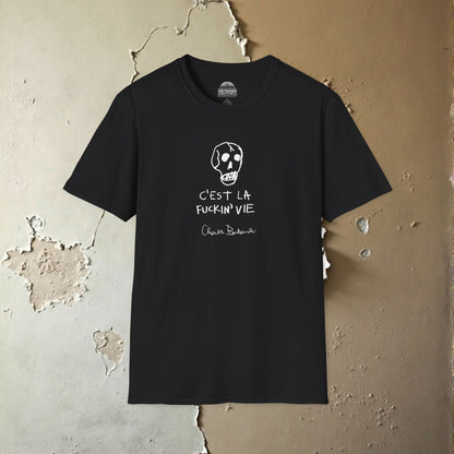 Charles Bukowski C'Est La F'n Vie" Hand Written Note and Sketch Unisex Softstyle T-Shirt