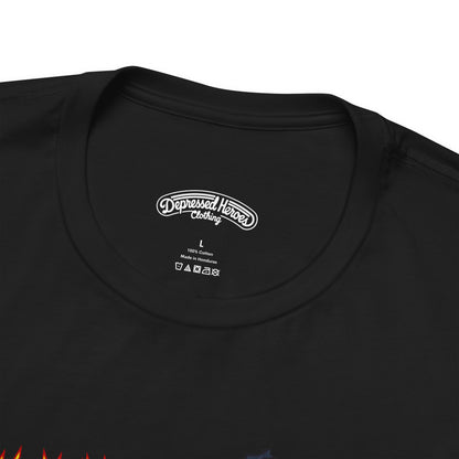 Die Hard meets Def Lep's Pyromania mash up film and music T‑Shirt