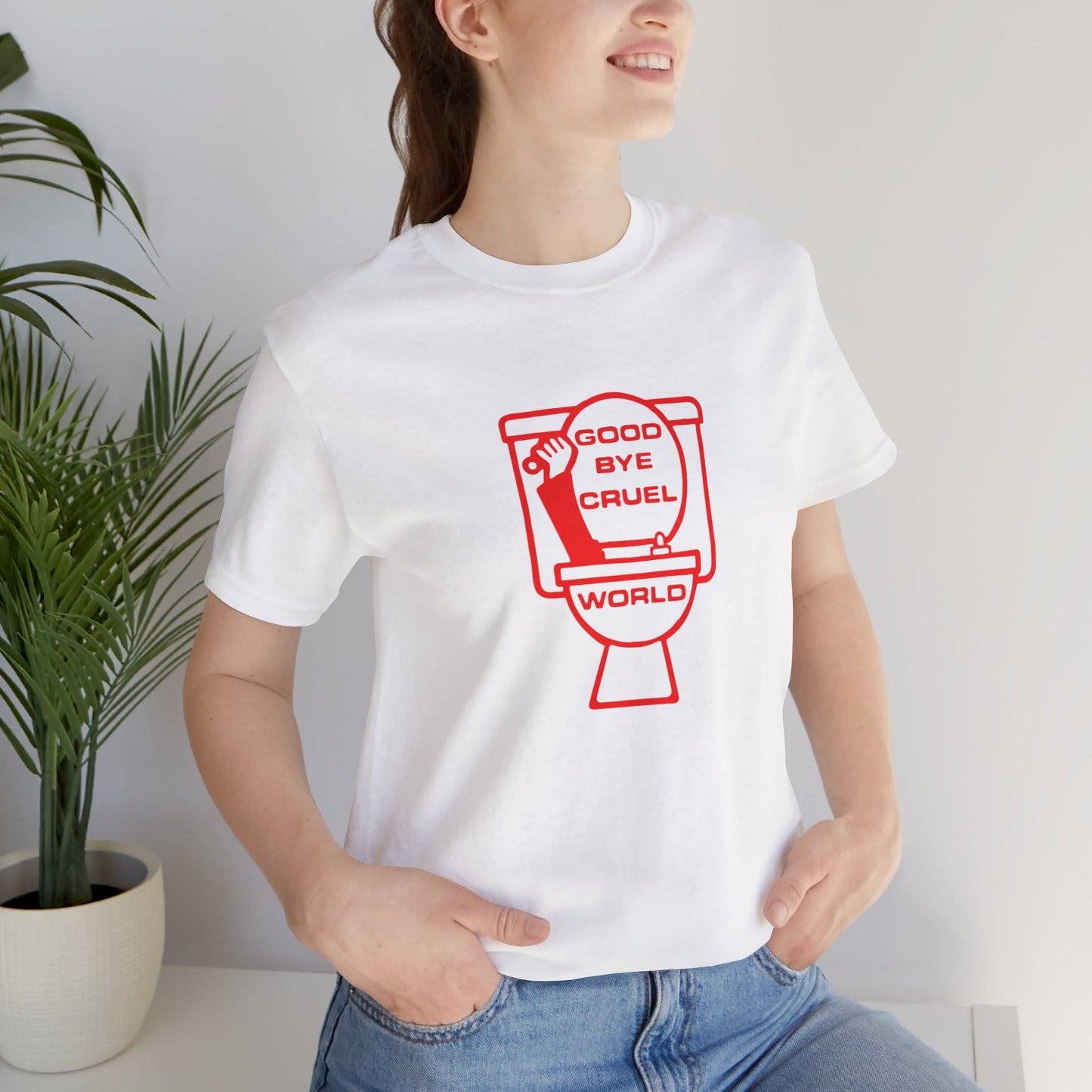 Good Bye Cruel World Toilet Graphic T-Shirt