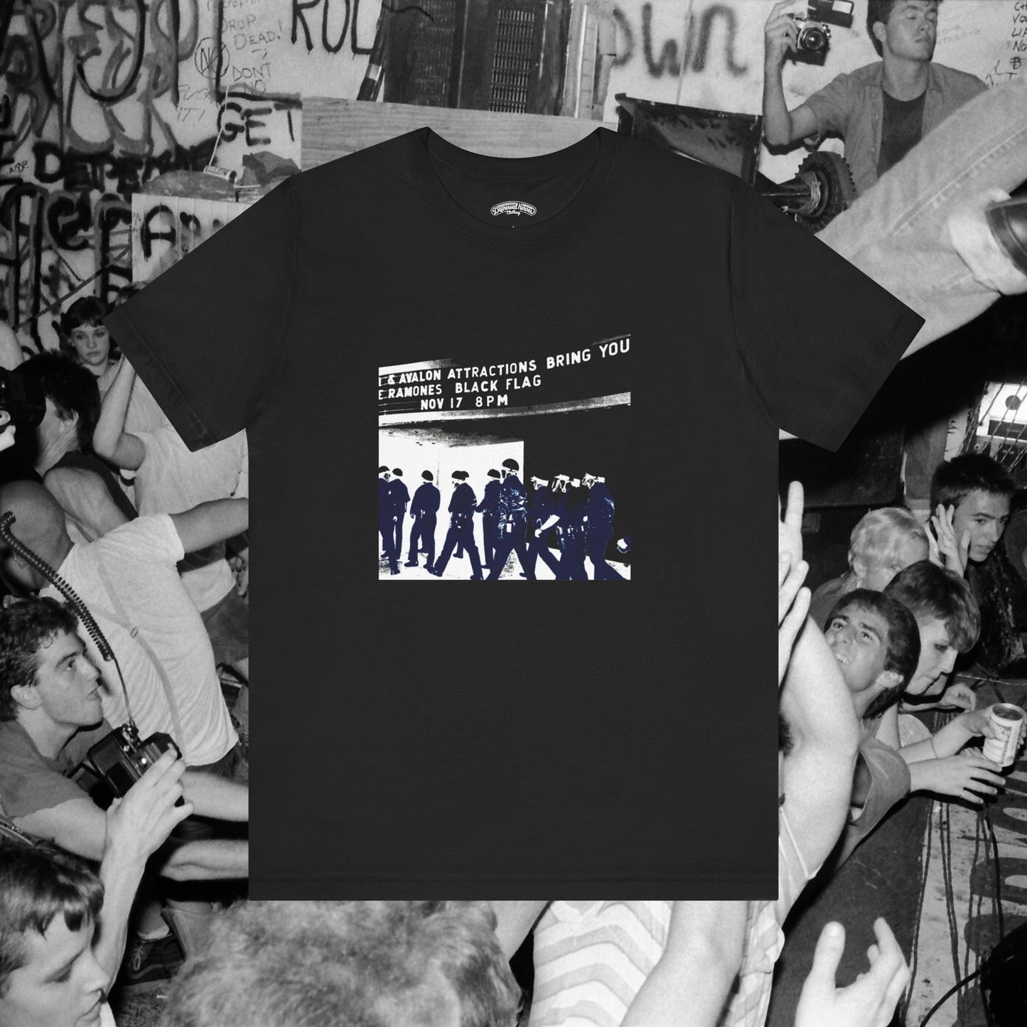 Ramones Black Flag Police Story 80's punk rock T Shirt