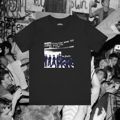 Ramones Black Flag Police Story 80's punk rock T Shirt