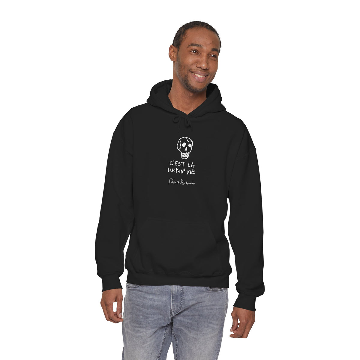 Charles Bukowski C’est La F*cking Vie original skull drawing Hoodie