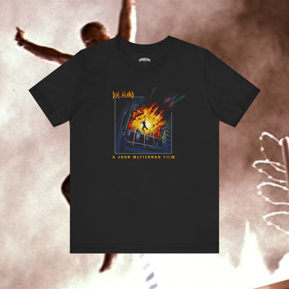 Die Hard meets Def Lep's Pyromania mash up film and music T‑Shirt