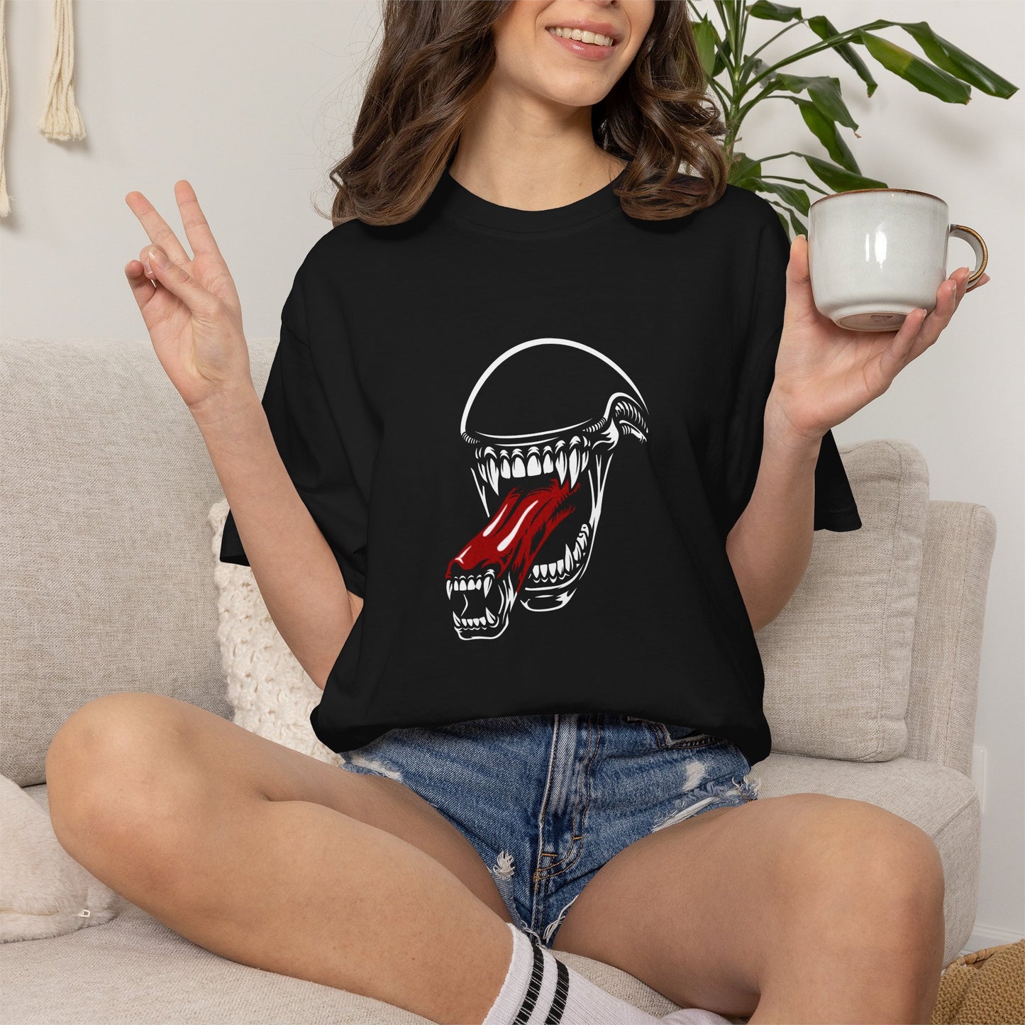 Alien meets the Stones - iconic tongue logo T-Shirt