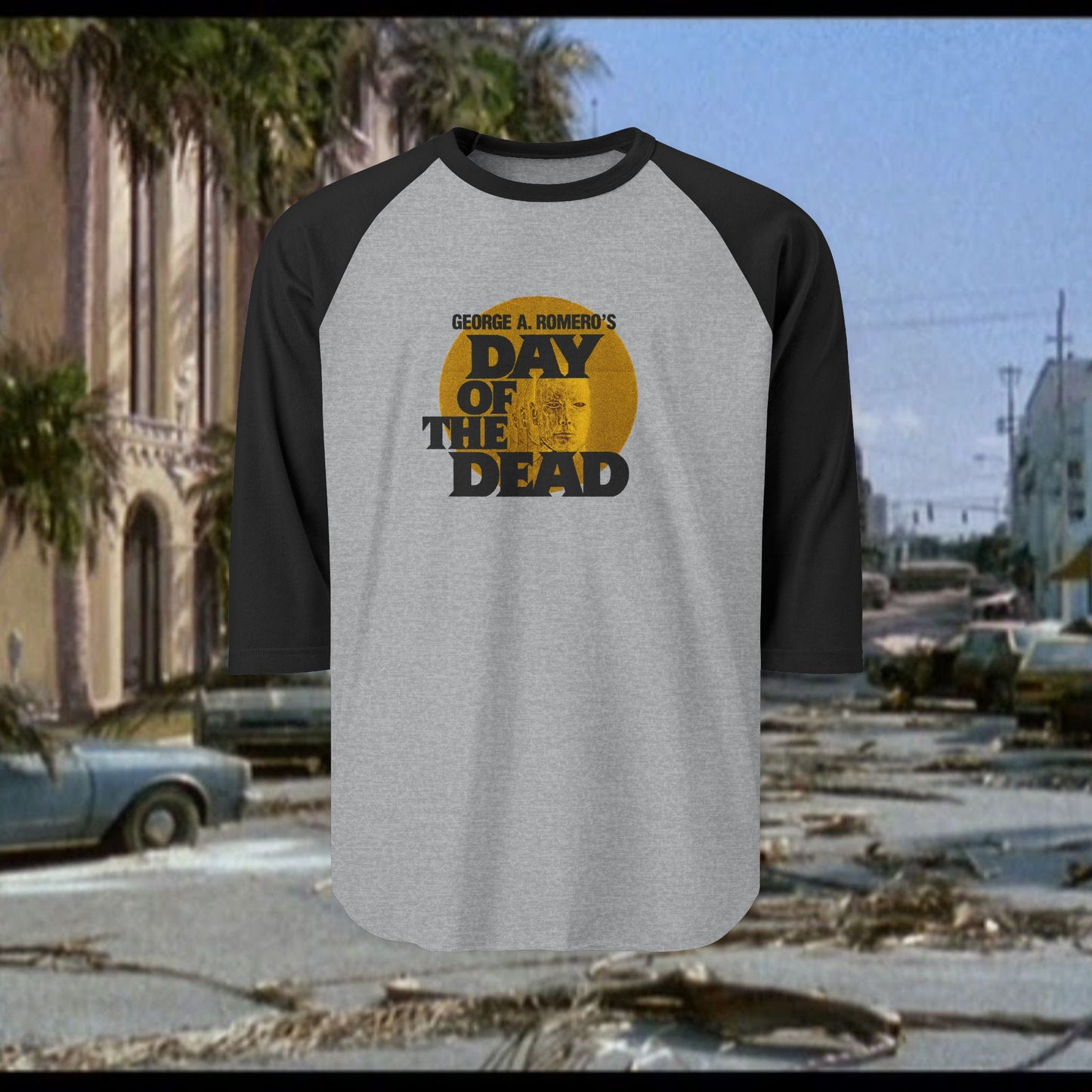 Day of the Dead Raglan Shirt — 'Come a Friend's Day of the Dead' Vintage Skull Tee