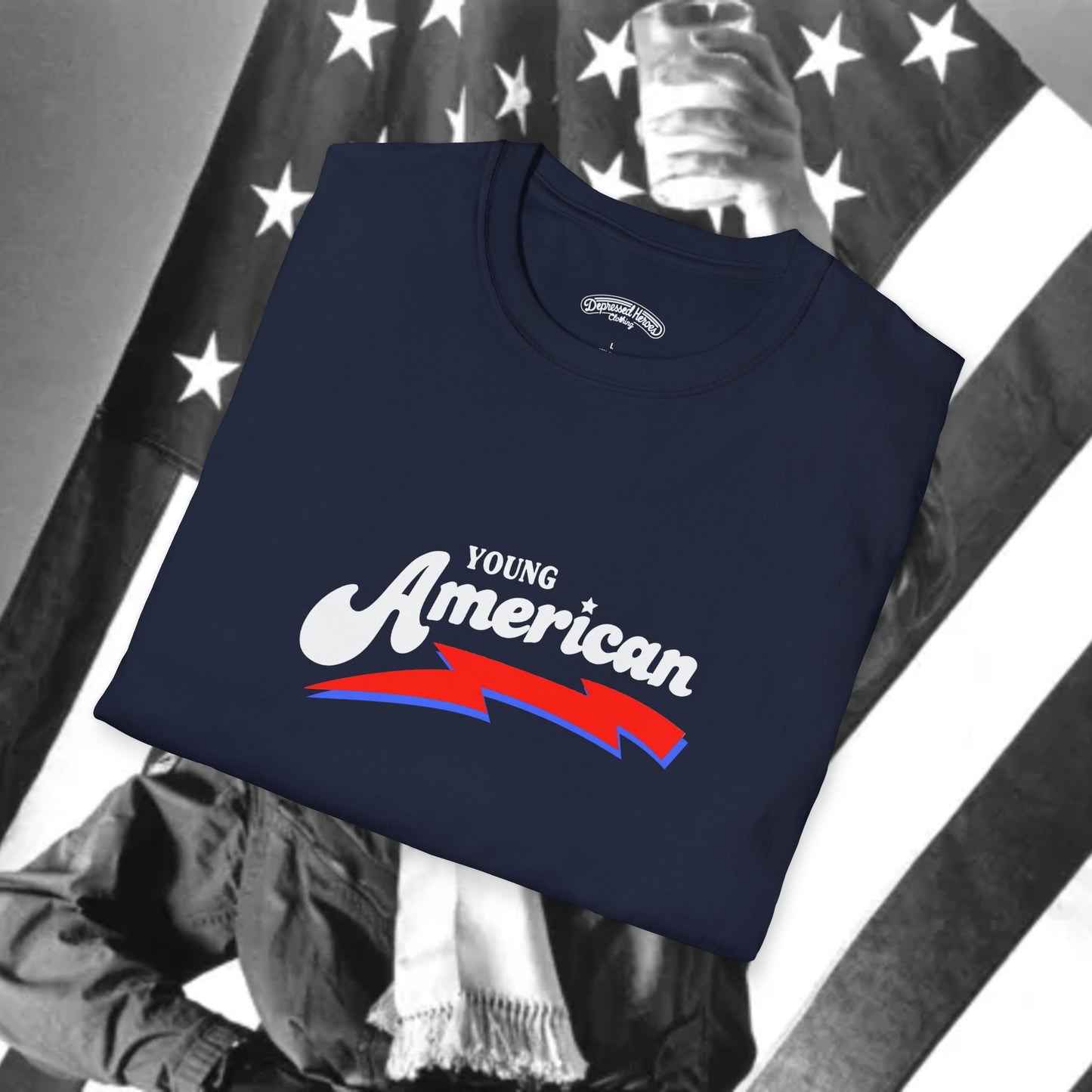 Bowie Young American vintage style navy T-Shirt