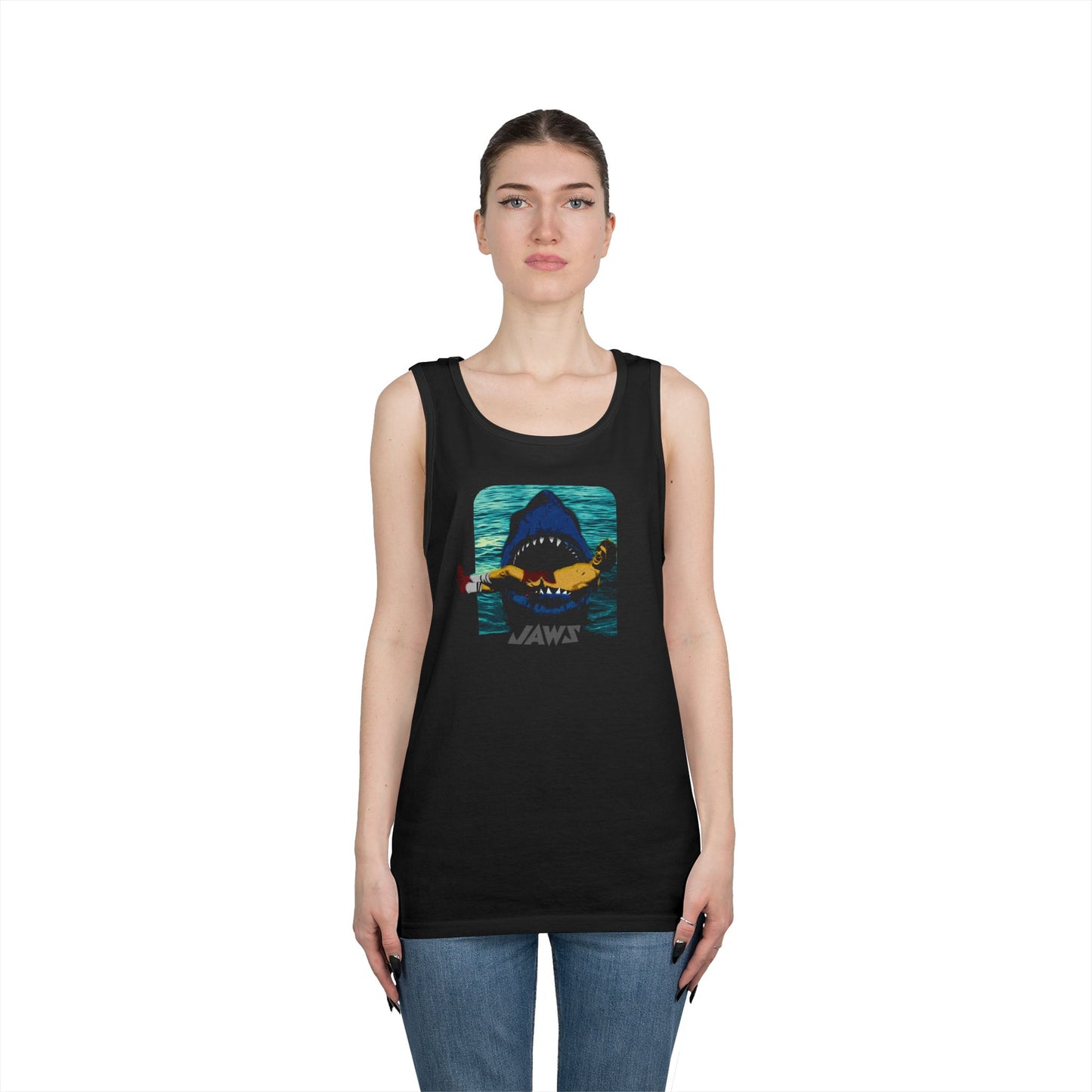 Jaws Shark Tank Top — Retro Ocean Surf Graphic Tank