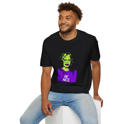 Regan MacNeil says BE NICE Exorcist tribute T Shirt