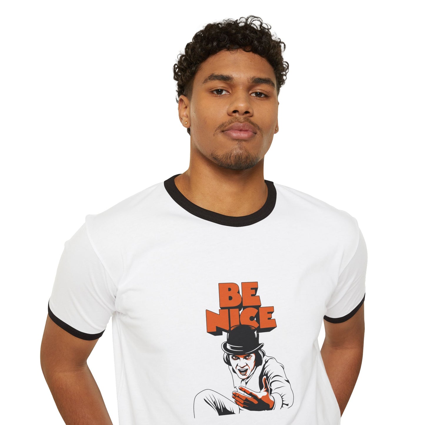 Alex says... Be Nice Ringer — Retro A Clockwork Orange Inspired T-Shirt