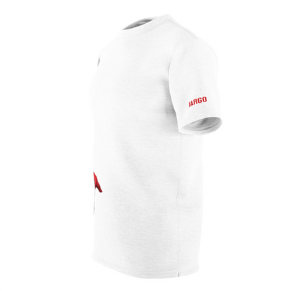 Fargo minimalist design, with title on sleeve  t-shirt