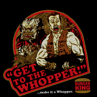 Get to the Whopper! 1987 Predator Schwarzenegger promotion T-Shirt