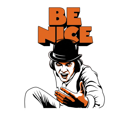 Alex says... Be Nice Ringer — Retro A Clockwork Orange Inspired T-Shirt