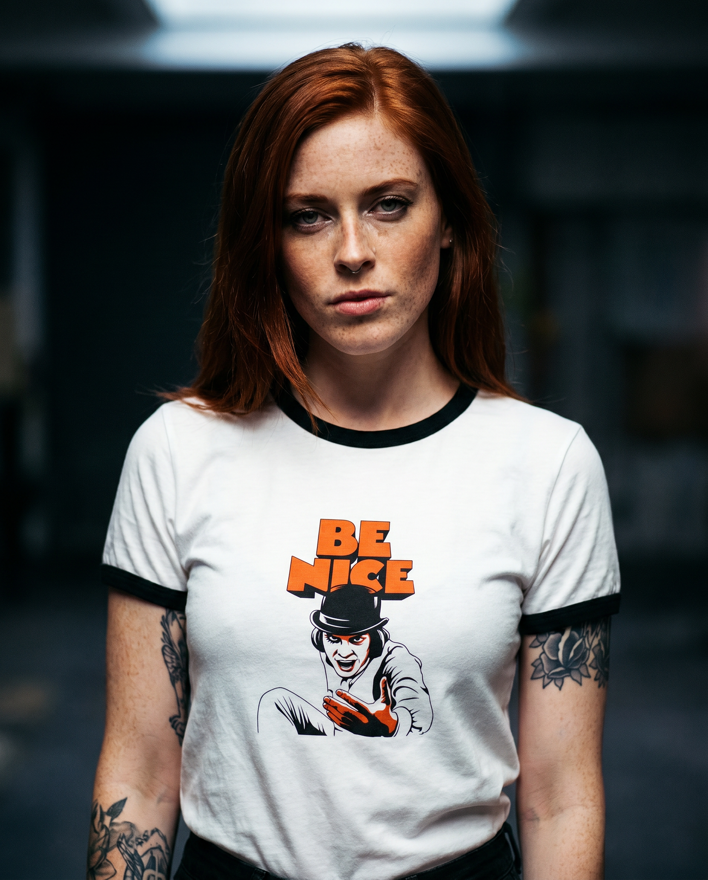 Alex says... Be Nice Ringer — Retro A Clockwork Orange Inspired T-Shirt