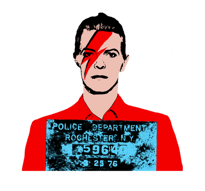 David Bowie Mugshot Aladdin Sane Ringer Tee