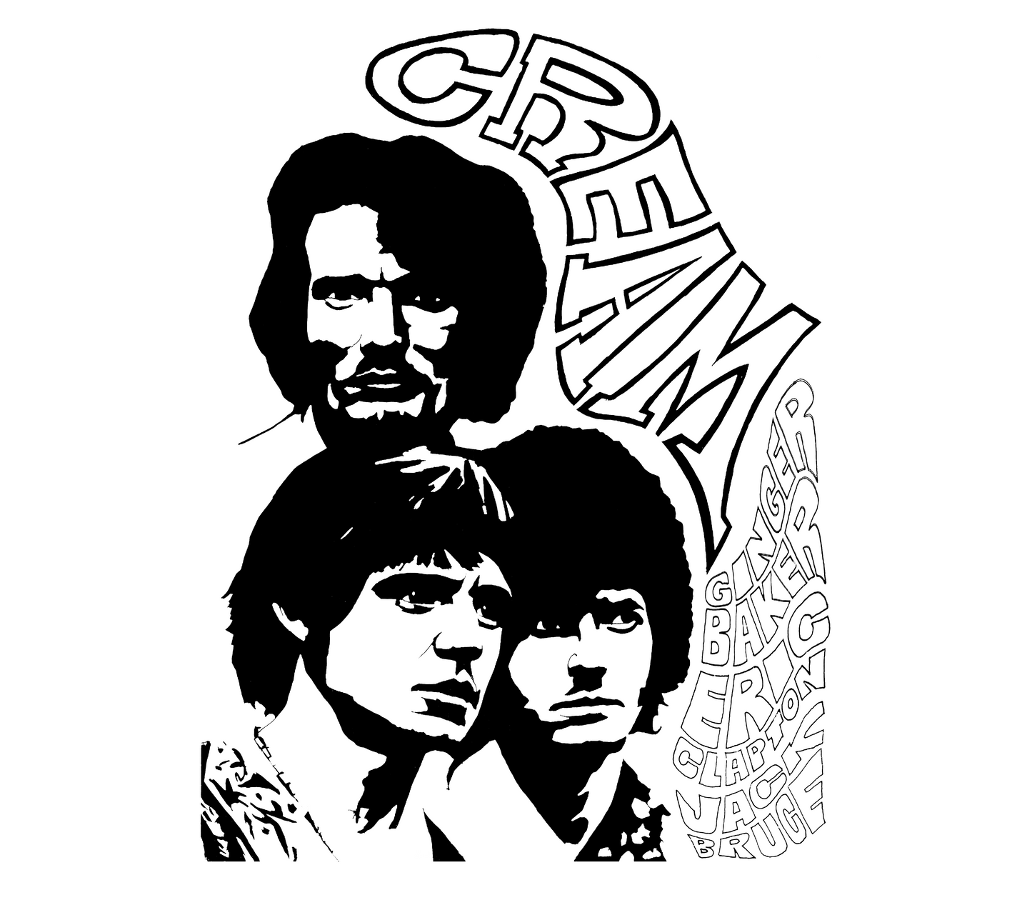Cream Eric Clapton Jack Bruce Ginger Baker vintage flyer T‑Shirt