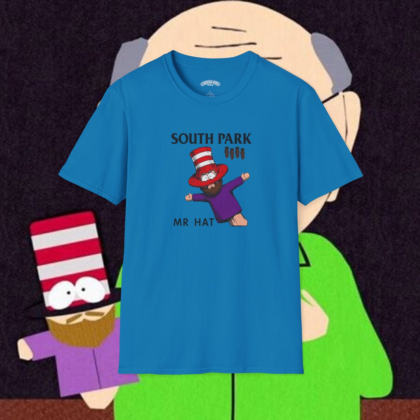 Black Flag meets South Park Mr. Hat music film mash up T-Shirt
