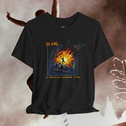 Die Hard meets Def Lep's Pyromania mash up film and music T‑Shirt