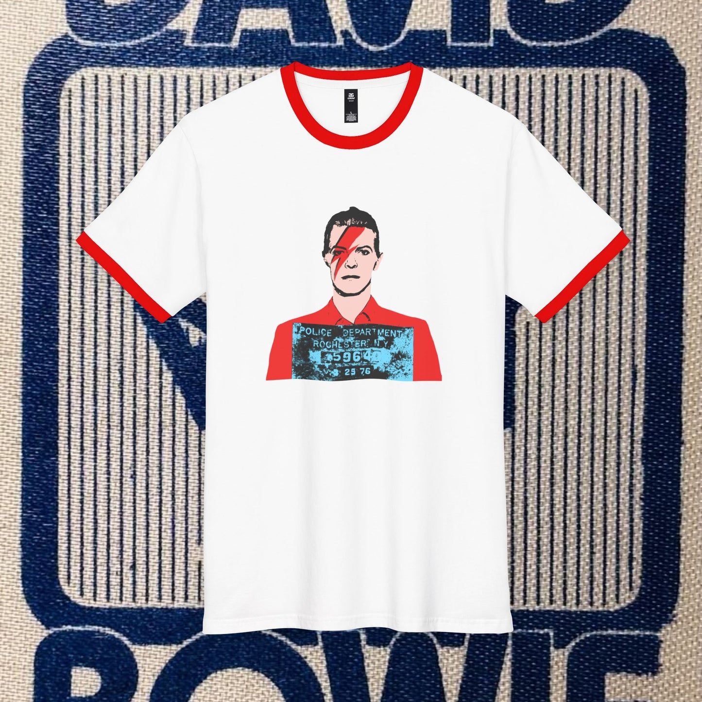 David Bowie Mugshot Aladdin Sane Ringer Tee