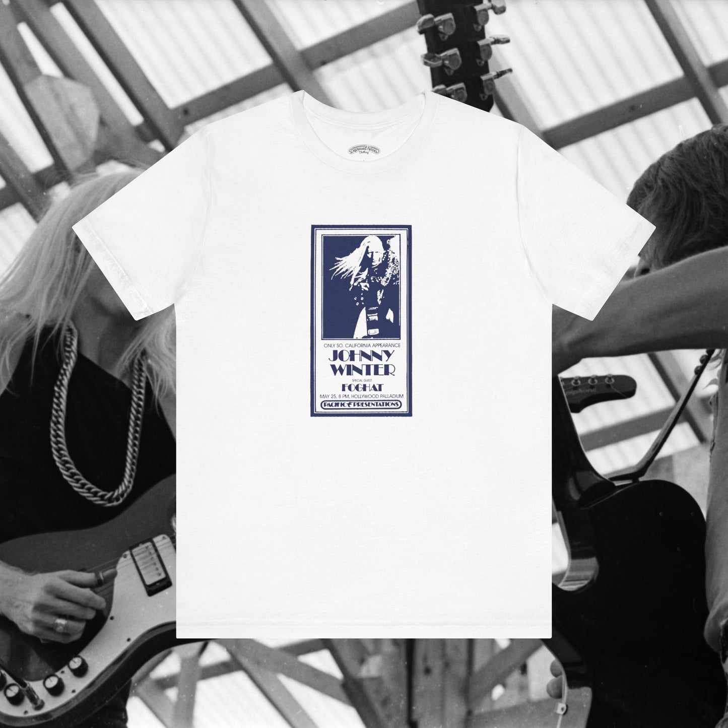 Johnny Winter with Foghat vintage style T-Shirt