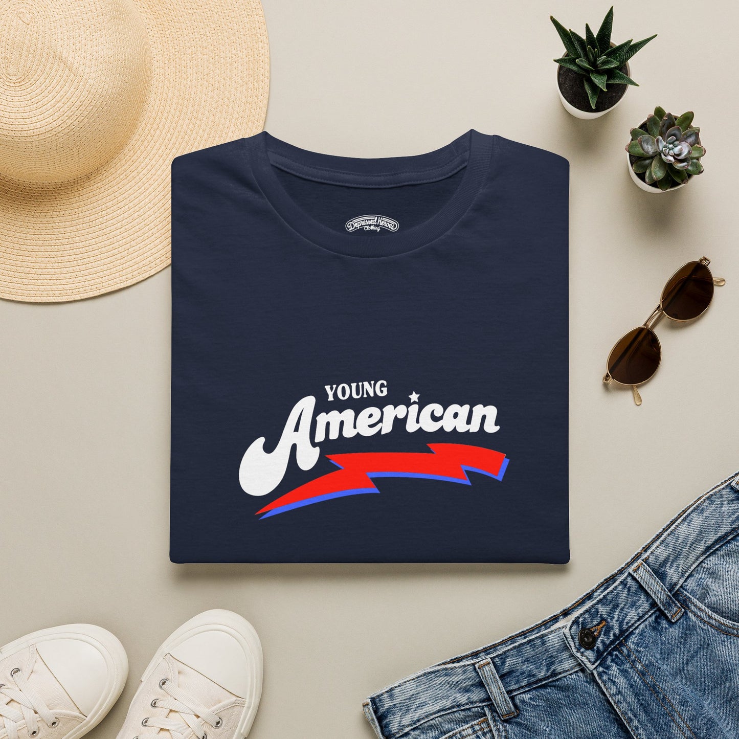 Bowie Young American vintage style navy T-Shirt