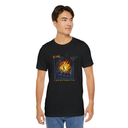 Die Hard meets Def Lep's Pyromania mash up film and music T‑Shirt