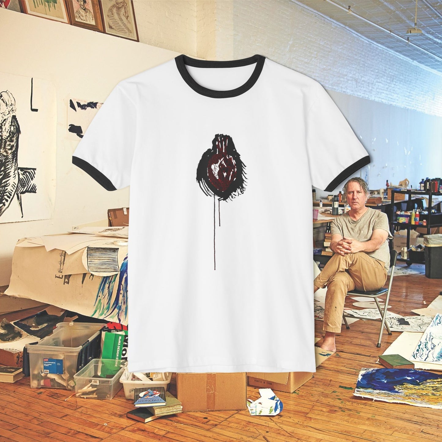 Raymond Pettibon Bleeding Heart Ringer T-Shirt