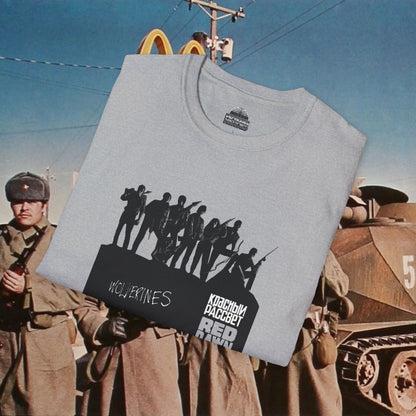 Red Dawn T-Shirt Wolverines 1984 Patrick Swayze Movie Tee Black Gray